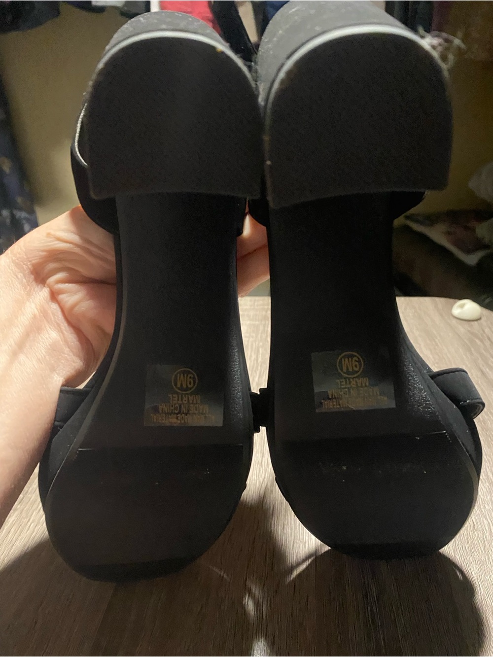 Black Strappy Block Heel Sandals - Women's Fashion Heels - Picture 4 of 5